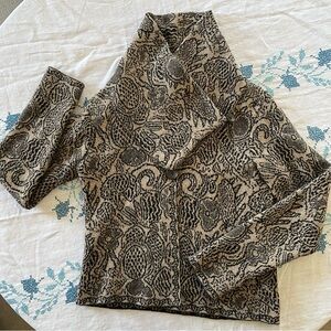 Marv Black & Tan Sweater Jacket Shawl Collar Women’s Sz S Made in Italy EUC